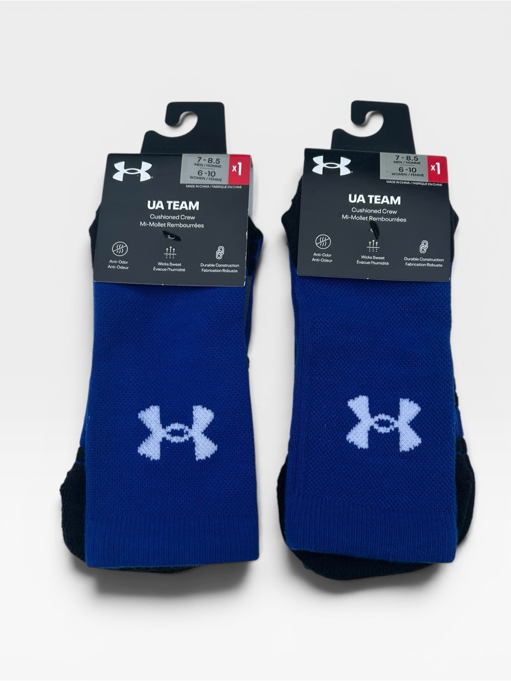 Under Armour UA Team Cushioned Crew Socks Bundle Cobalt Blue  Navy NWT
